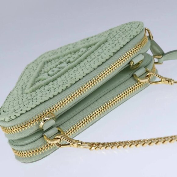 PRADA Chain Hand Bag Leather Green Auth 106436AV - Picture 7 of 15
